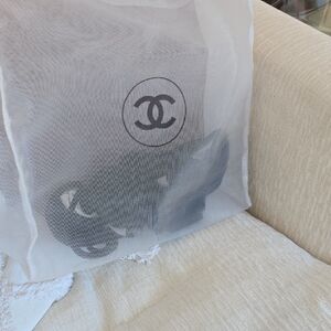 CHANEL Black Mesh Bag with Logo
